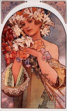 花 1897 リソ チェコ アール ヌーボー独特のアルフォンス ミュシャ Oil Paintings